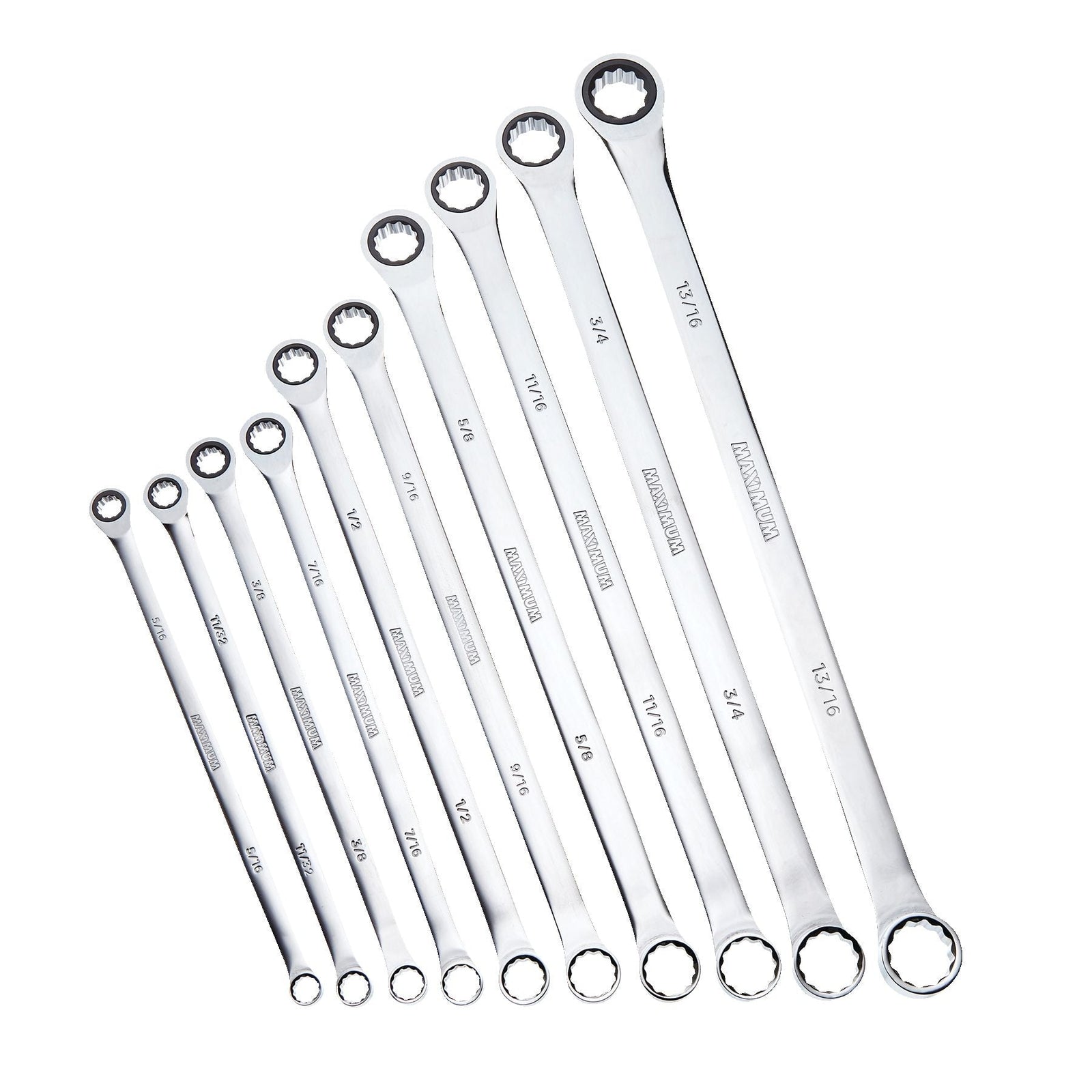 Extra-Long Double Box-End Ratcheting Wrench Set, SAE, 10-pk F9Y8 - product image 1
