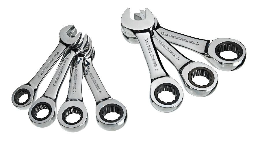 Stubby Ratcheting Wrench Set, Metric, Nickel-Chrome Plating, 7-pc M0J9 - product image 1