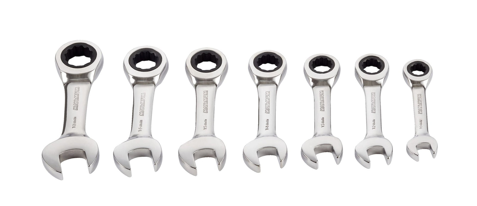 Stubby Ratcheting Wrench Set, Metric, Nickel-Chrome Plating, 7-pc M0J9 - product image 2