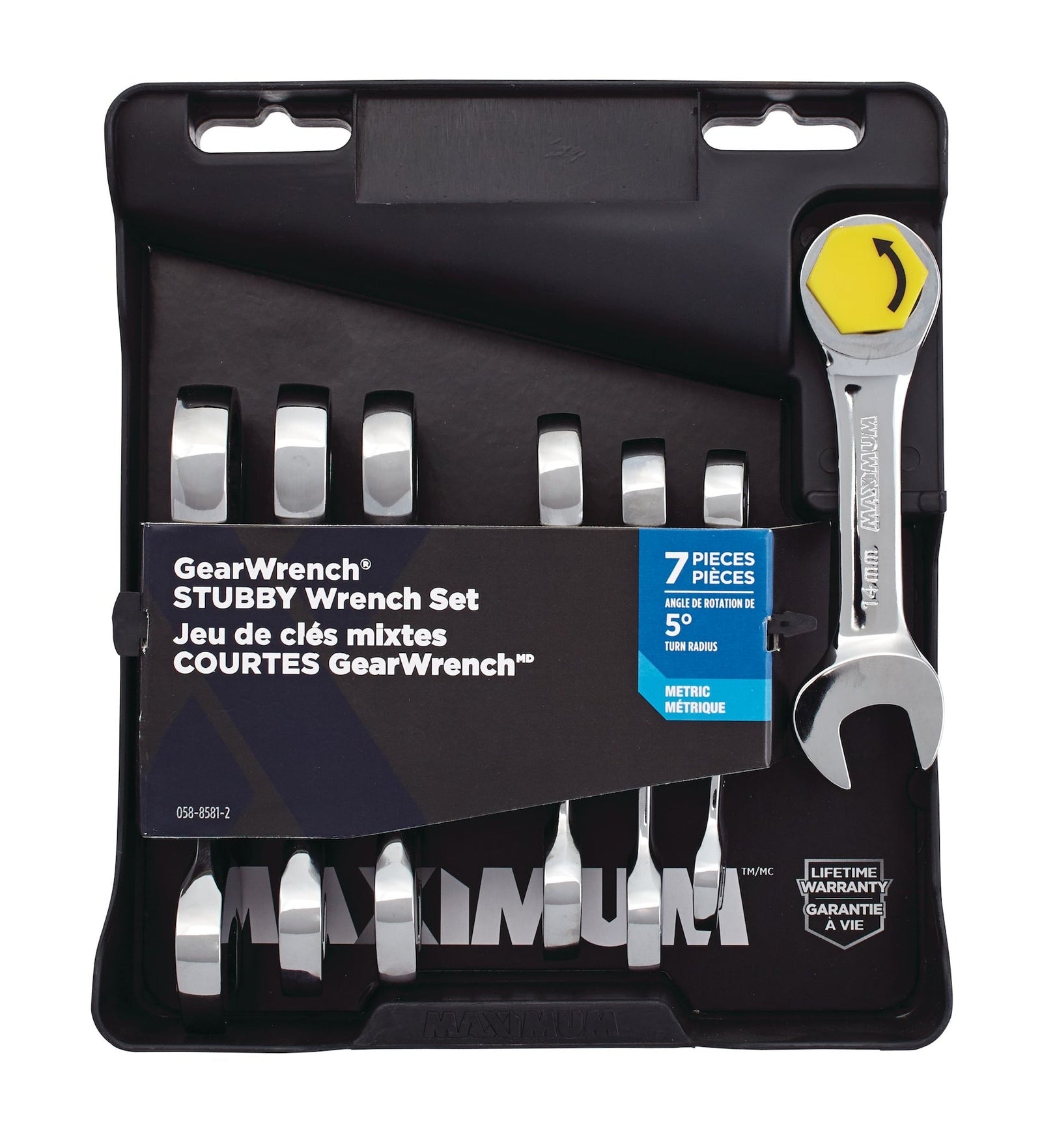 Stubby Ratcheting Wrench Set, Metric, Nickel-Chrome Plating, 7-pc M0J9 - product image 4
