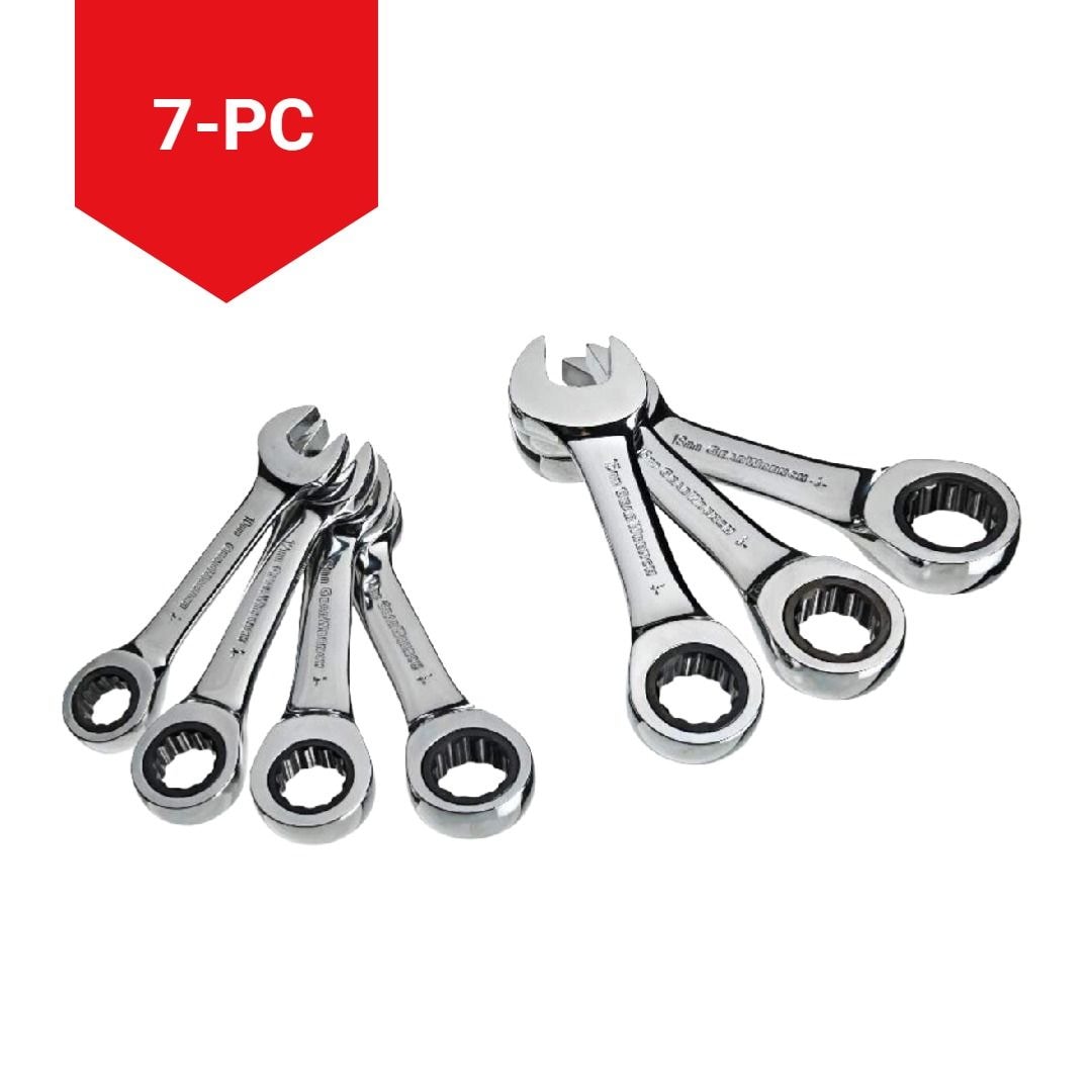 Stubby Ratcheting Wrench Set, Metric, Nickel-Chrome Plating, 7-pc M0J9 - product image 8