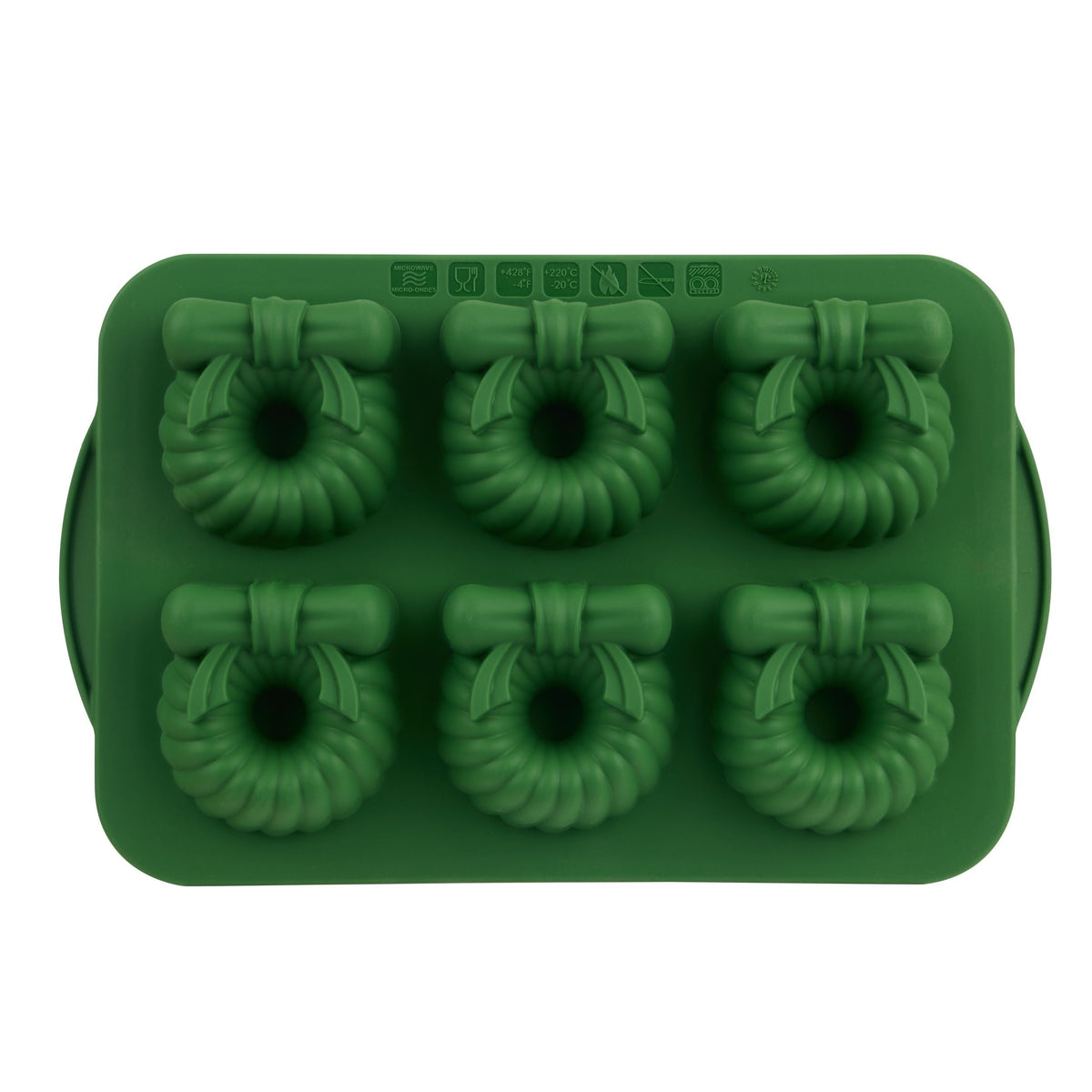 Green Steel/Silicone Wreath Cake Pan, 6-pk W7F7 - product image 1