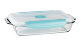 Rectangular Glass Bakeware Container with TrueLock Vented Locking Lid, 3-qt J7A3 - product image 1
