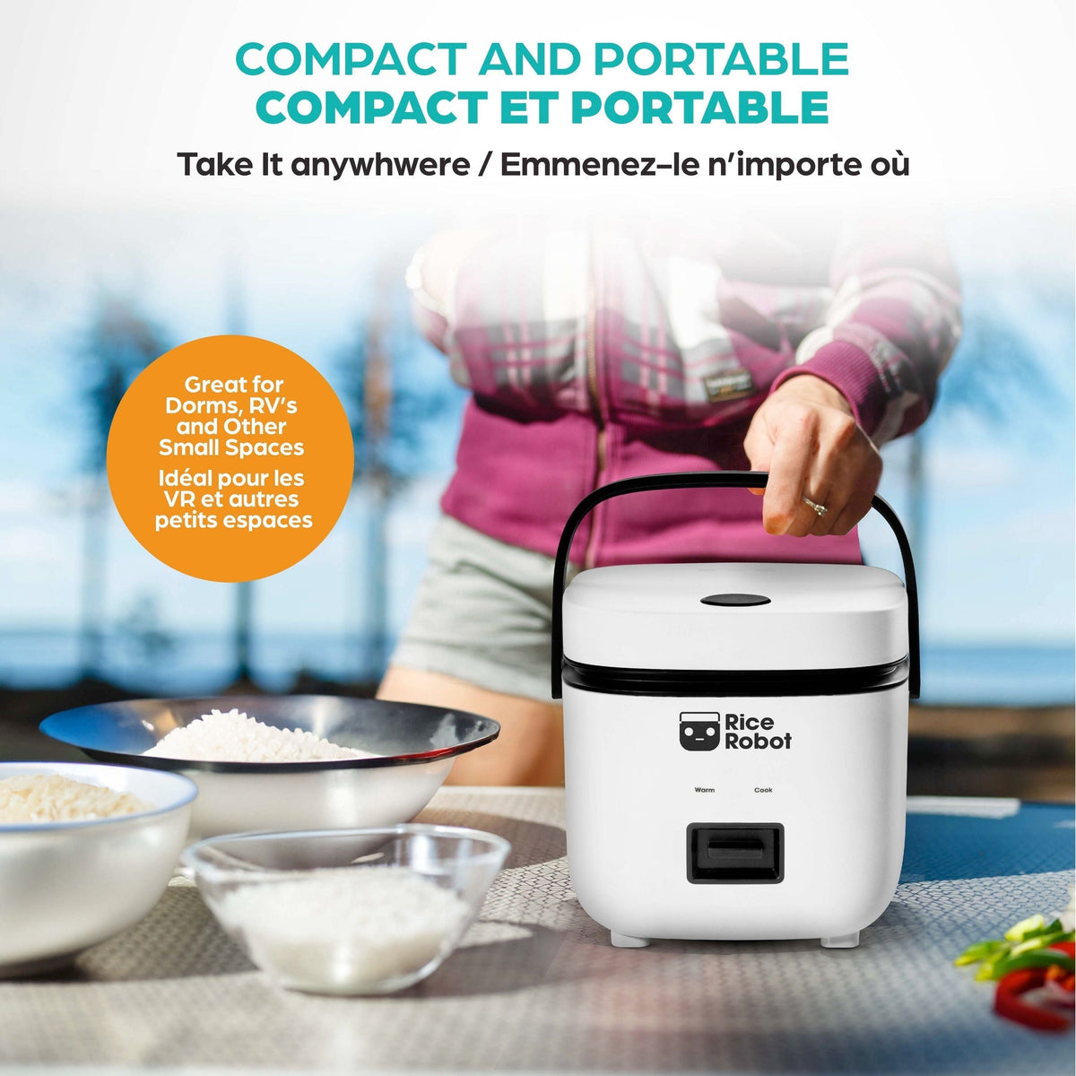 Ceramic Nonstick Rice Cooker, White, 1-qt H4H1 - product image 5