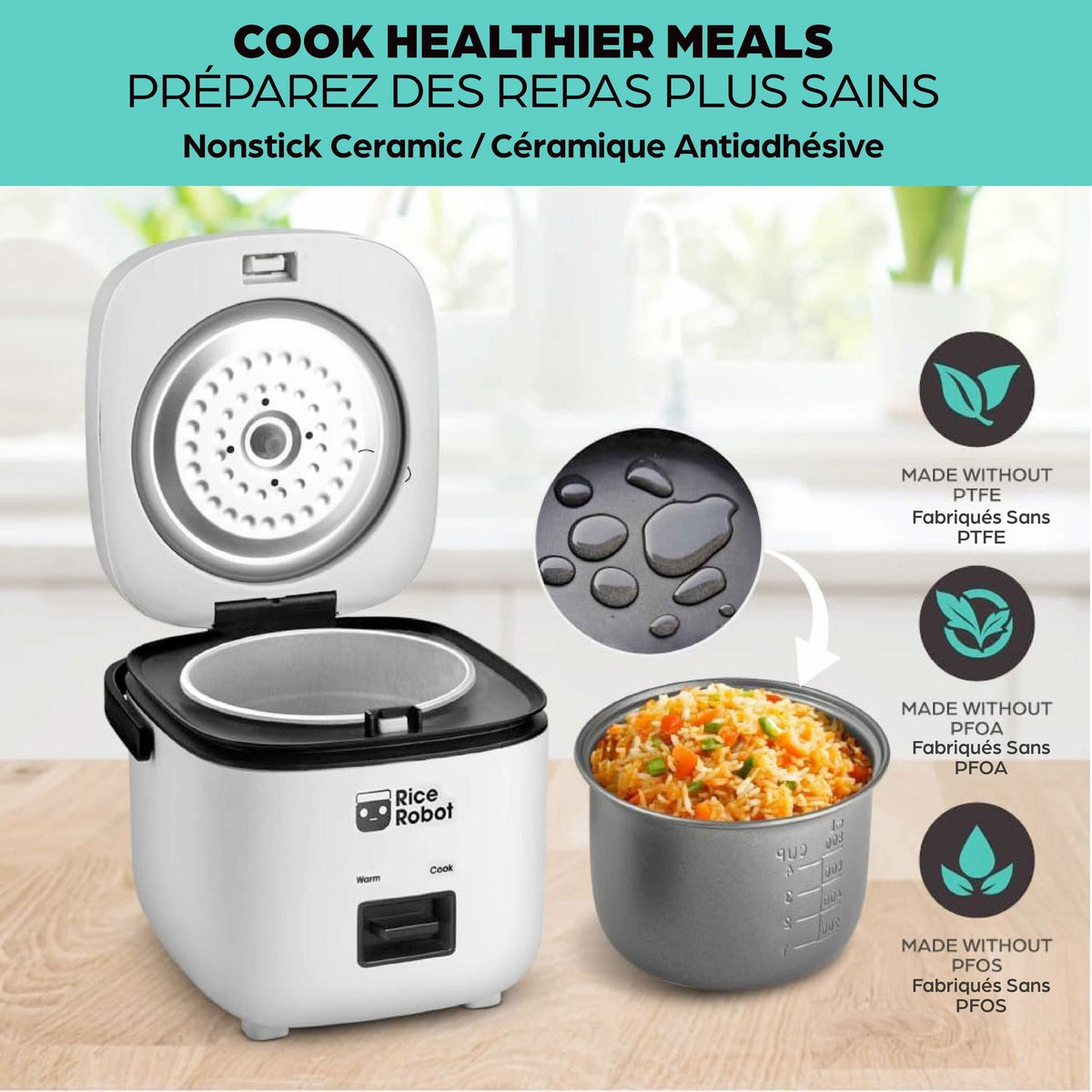 Nonstick Rice Cooker Robot, Large, 2-L Capacity R1Y8 - product image 6